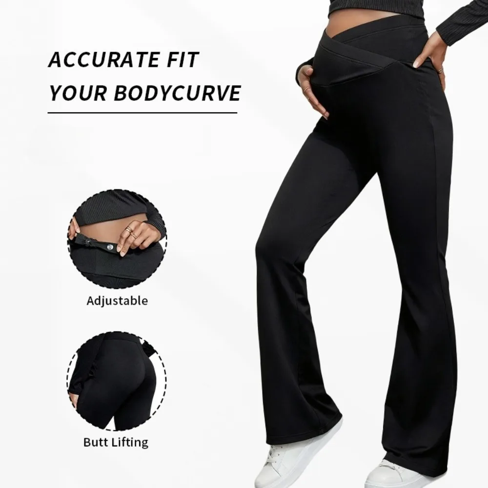 

Всесезонные брюки для беременных в европейском стиле, широкие брюки с высокой талией, поддерживающая панель для живота и эластичной тканью