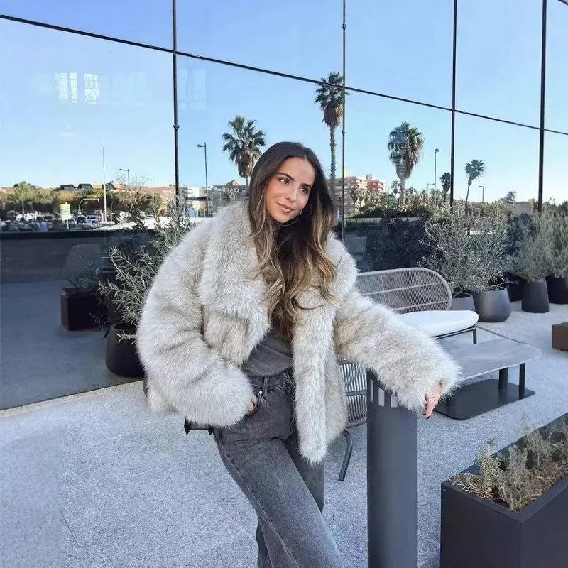 

New 2025 Women's ort Fur Coat Vintage Cross-Border Effect Fake Fur Jaet Gentle Whole Skin Fur Warmth 3D Patterned