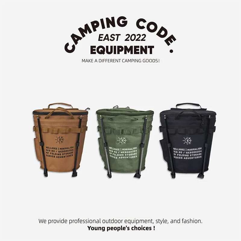 WELLHIKE Portable Collapsible Outdoor Camping Ice Bucket Car Carrying Round Bucket Insulation Keep Cold Keep Fresh Bag