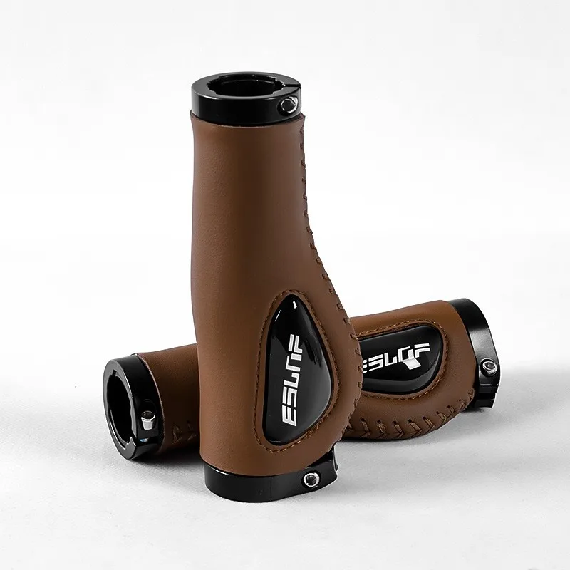 Leder Fahrrad Anti-shock Lenker Griffe Stoßdämpfung Ergonomische Berg Radfahren Anti-slip Weiche Silikon Fahrrad MTB Griffe