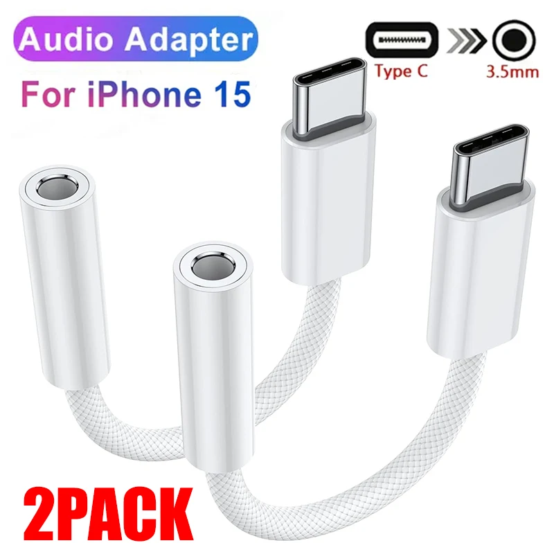 USB Type C Male To 3.5MM Jack Audio Adapter Headphone Adapter For iPhone 15 iPad Pro Samsung Tablet Laptop Audio Converters Line