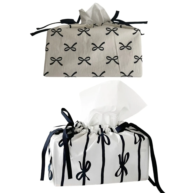 

Lovely Bowknot Paper Tissue Storage Bag Cotton Accessory for Adults Daily Use