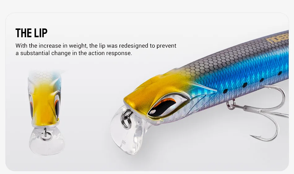 Noeby Flat Diving Minnow 177mm 44,5g schwimmend 0-30cm Jerkbait Oberflächen schicht Angel köder Kunst fischen Hart köder – Detail 5