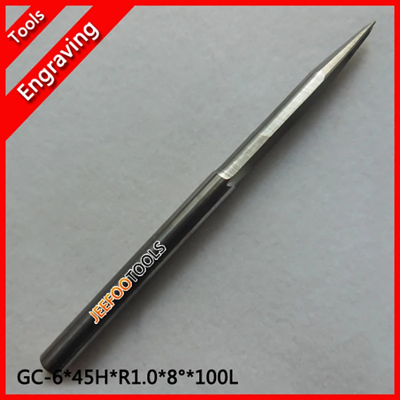 

6*45H*R1.0*8Degree*100L Taper Ball Nose End Mills/Cutting Tools/Cnc Router Bits For Acrylic/MDF/PVC