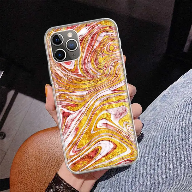 Fashion Gold Pink Geometric Marble Phone Case For Apple iPhone 11 12 13 14 15 16 Pro Max 7 X XS 8 Plus + Mini SE Customized Prin