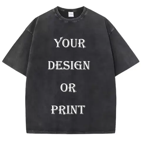 Unisex 100% Cotton Washed T-Shirt Customizable Retro Top DIY Photo Or Logo Printed Fashion Custom T-shirt
