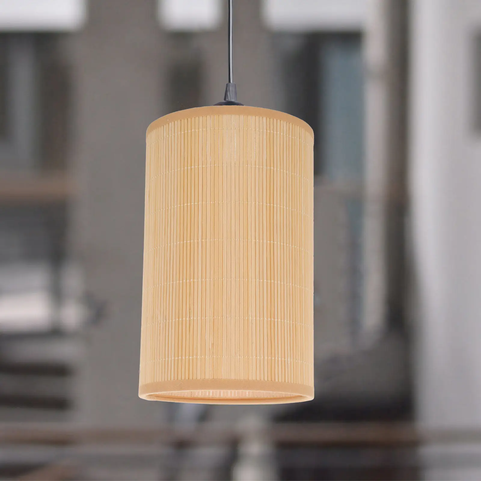 

Бамбуковый абажур, плетеный рассеиватель света, смягчающий яркий свет, защита глаз, легкий, простой в установке, в деревенском стиле, подвесной светильник