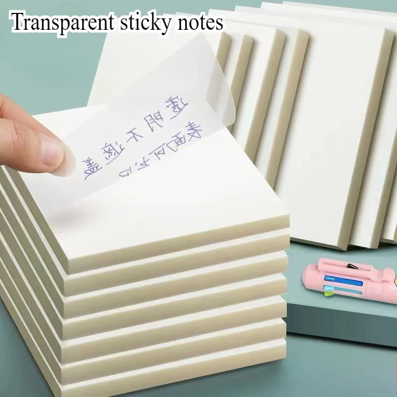 50 Sheets/book Transparent Waterproof Sticky Note Pad Sticky Note Pad Suitable for Office Home Office School Supplies