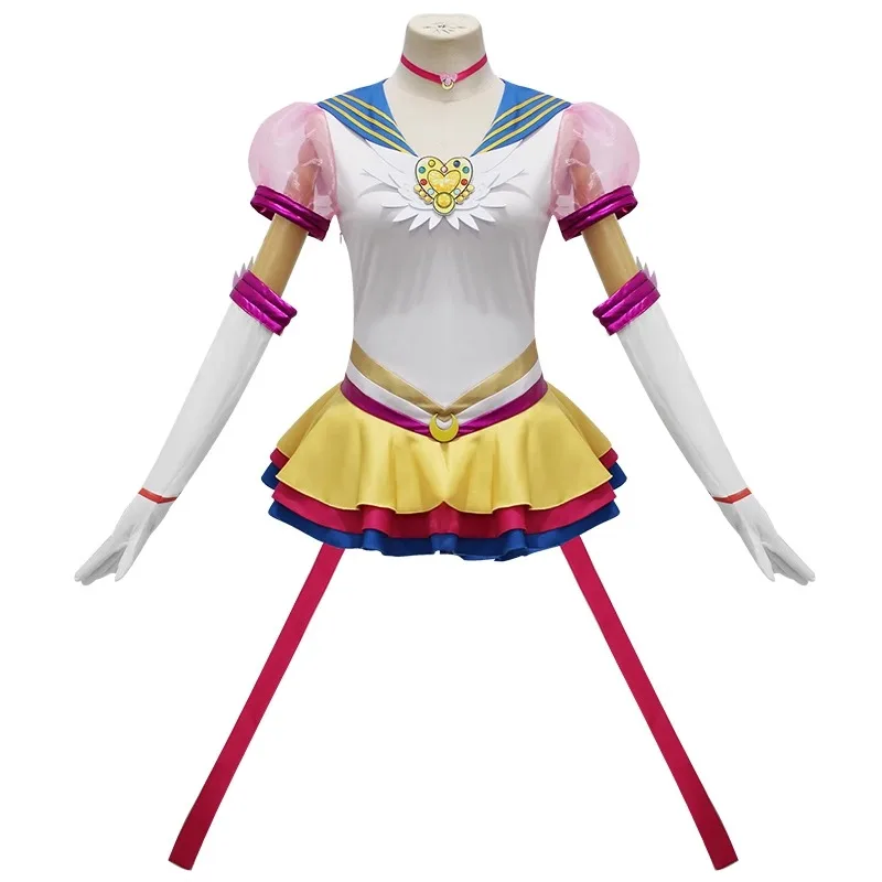 Anime Sailor Moon Cosplay Costume Tsukino Usagi Uniform Dress Outfits Cosplay Yellow Wig Halloween Carnivl Party Women Kids view 6
