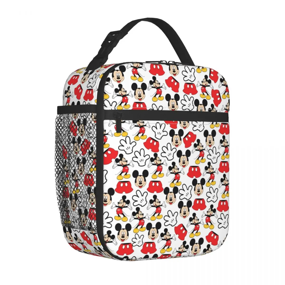 Custom Mickey Mouse Portable Lunch Boxes for Women Multifunction Cooler Thermal Food Insulated Lunch Bag School Children Student