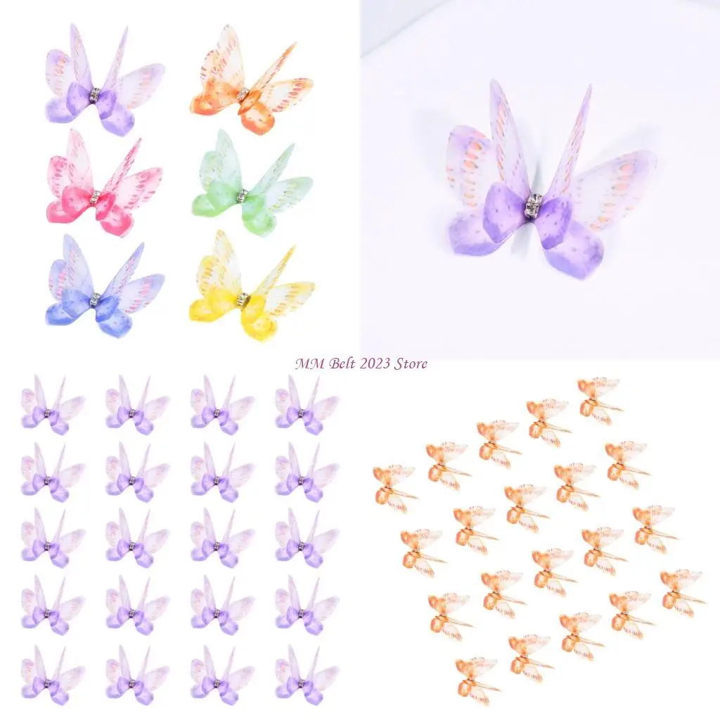 49ME 20PCS Butterfly Appliques Sew On Patches for Sewing Craft Wedding Dress Clothing