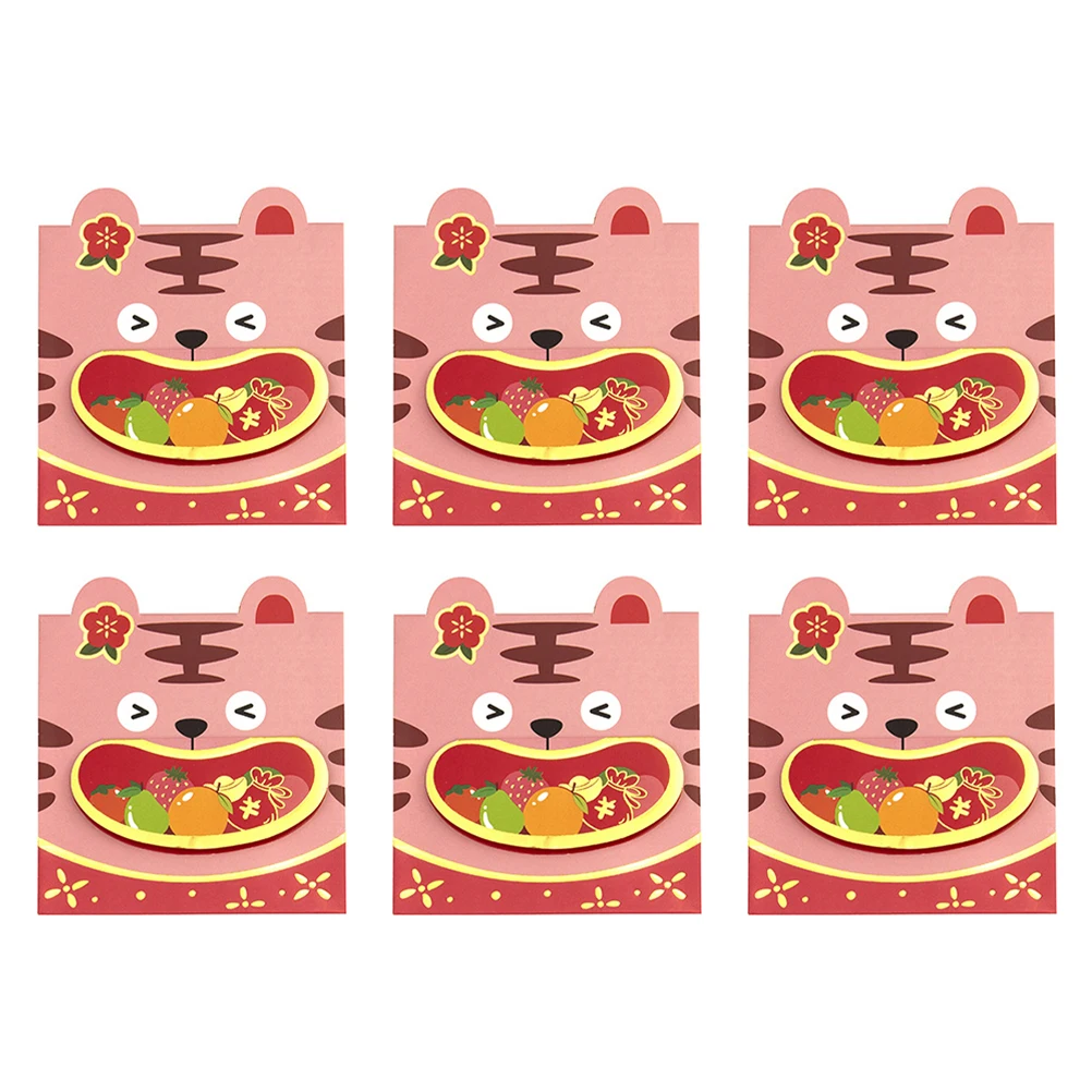 

6 Pcs Red Envelopes Card Stock Spring Festival Money Pocket Child Birthday naments Auspicious Prosperous
