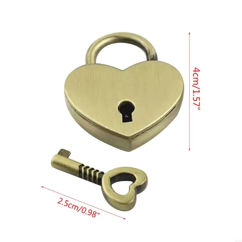 Canillas Vintage Mini Heart E06B con deseos metal llave Decoración caja joyería con cerradura