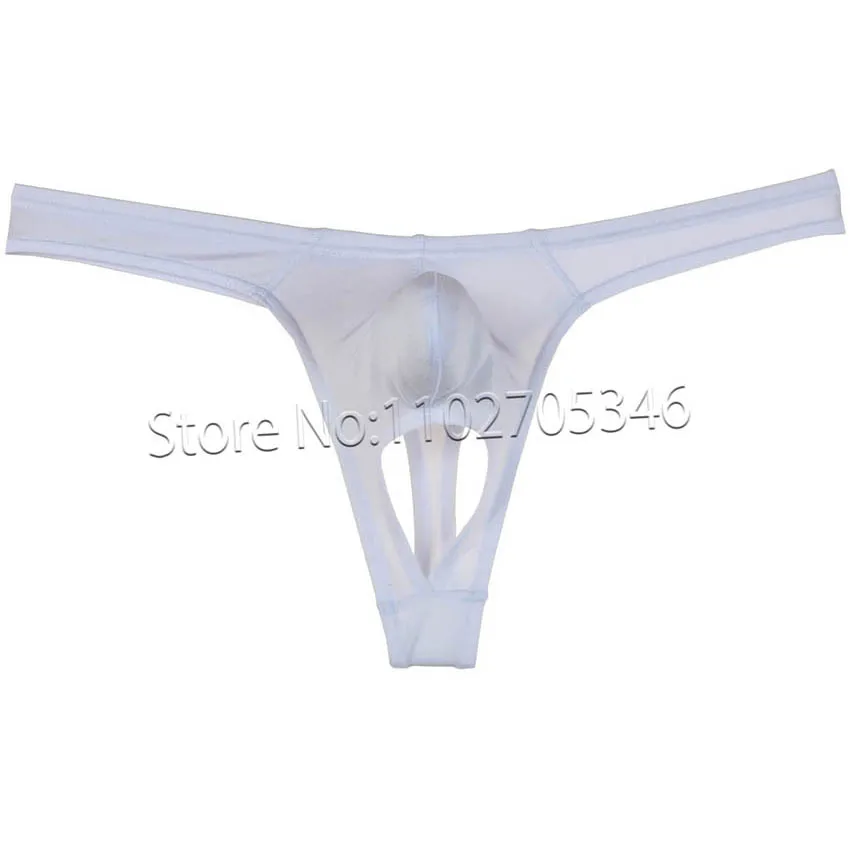 Homens Spandex Bolas Buraco Tanga, Elástico G-String, Tanga Bikini, T-Back Roupa Interior, Sexy