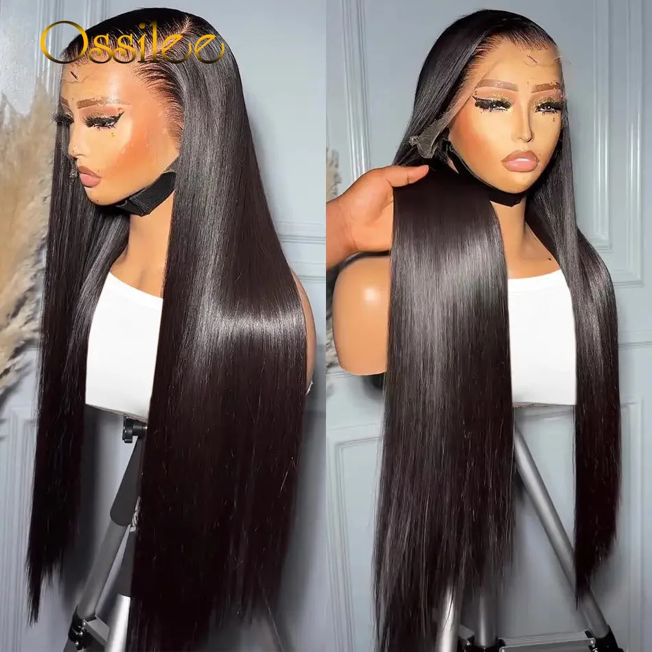 Ossilee-Perruque Lace Closure Wig naturelle lisse, cheveux bruts, Full Lace HD, 13x6, 5x5, pre-plucked