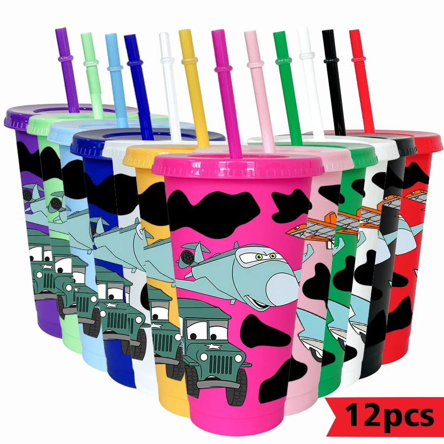 12pcs/pack Disney,Cars,Minnie Ears 26oz Color Plastic Tumbler Birthday Party Drinking Utensils Juice Coffee Mug