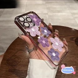For OnePlus Ace 3 3V 2 2V 12 11 11R 10 Pro 9R 8T Nord 3 Phone Case Purple Oil Painting Flower Floral Plating Soft Cover