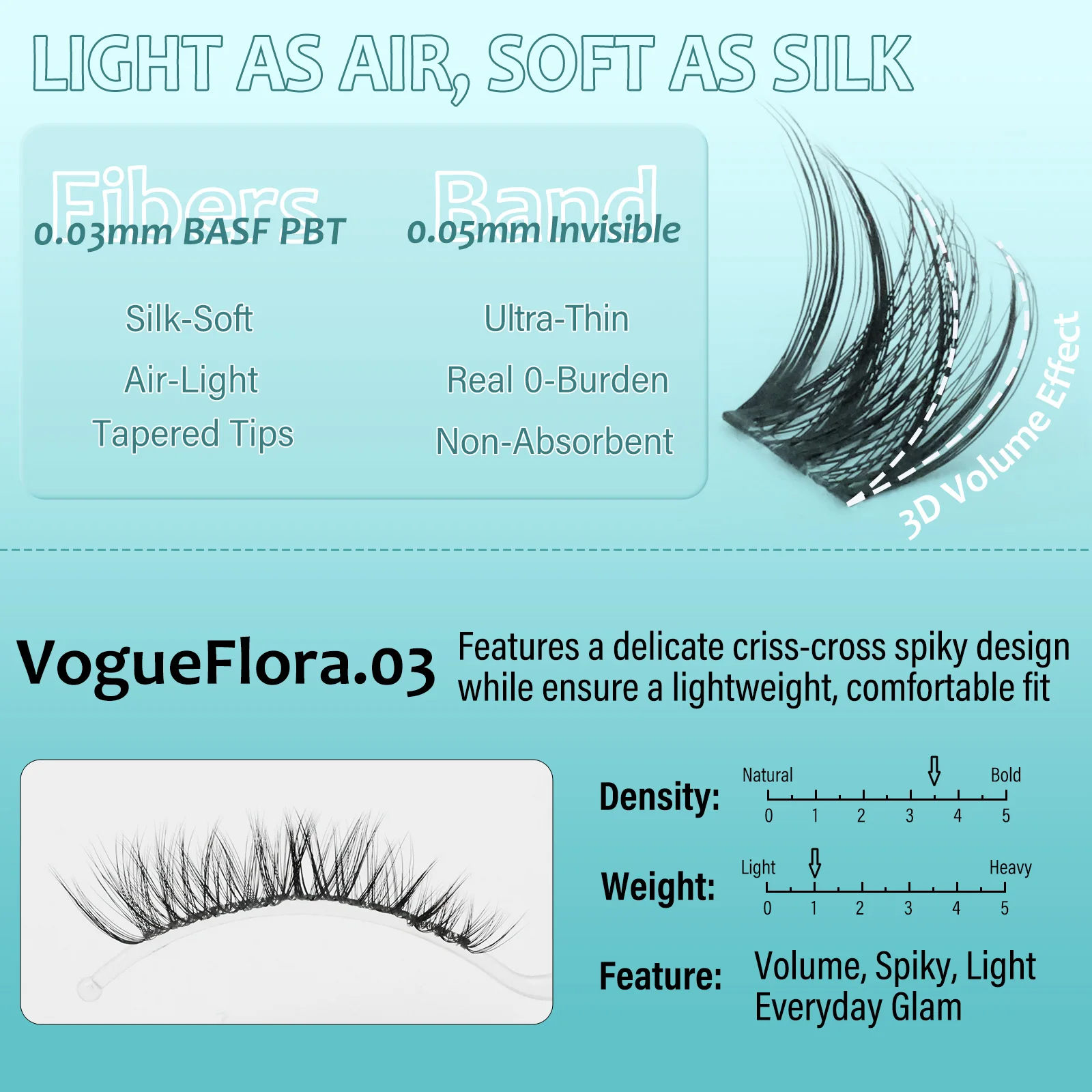 Mscici Natural Spike Design Manga Cluster Lash Kit Waterproof Latex-Free Clear Lash Glue for Sensitive Eyes DlY Anime Eyelashes