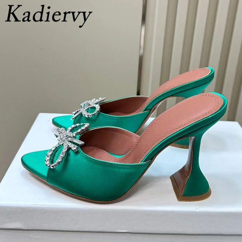 

Sexy Cup Heels Slippers Woman Pointed Peep Toe Crystal Shoes Women Summer Sandals Strange Style High Heels Runway Slippers Women