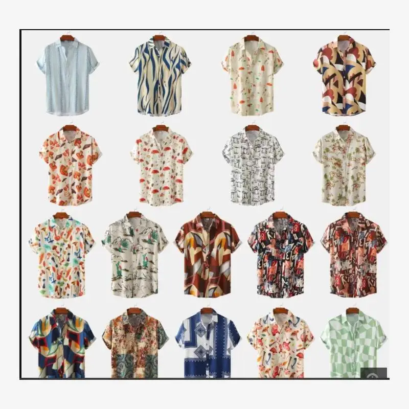 

Summer Men's Hawaii irt Aloha Print ort Sve Stand Fit Casual irt Lightweight Floral Pattern Other Material 00%