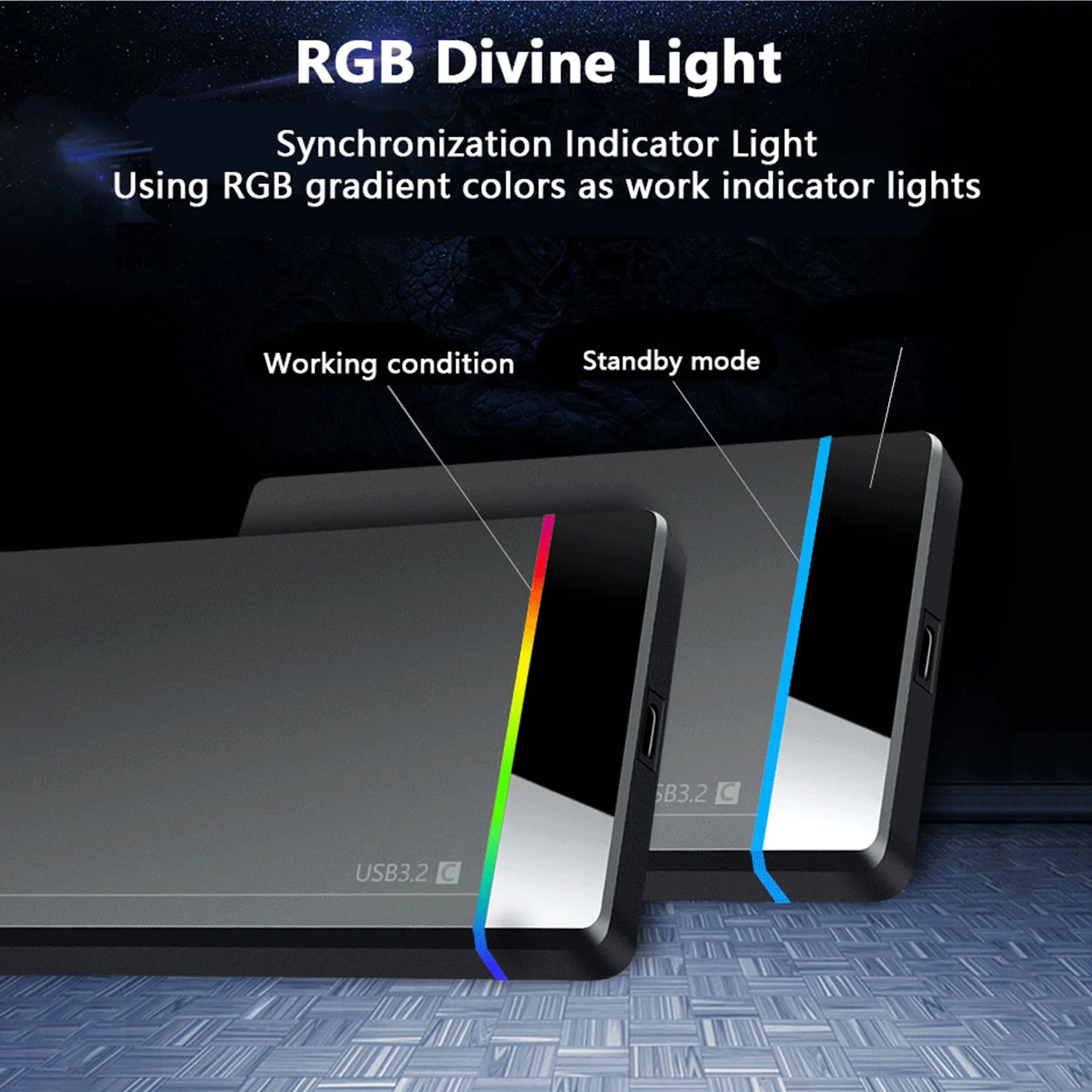 UTHAI 2.5인치 휴대용 하드 드라이브 카트리지 Type-C RGB 표시기 도구가 필요 없는 설치 외부 저장 장치
