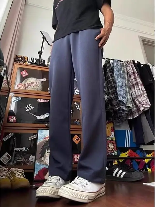 

Синие американские баскетбольные брюки прямого кроя для мужчин, осенне-зимние спортивные повседневные длинные брюки для студентов