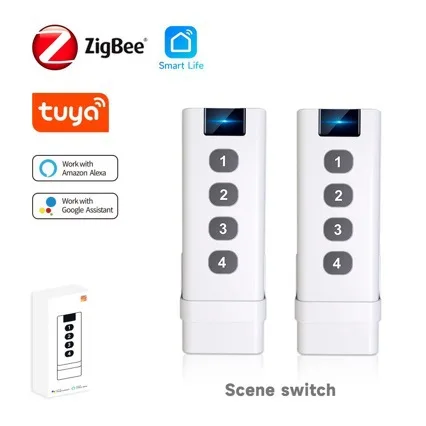 Tuya Smart Home ZigBee Remote Control 4-Channel Universal Scene Switch with 4 Buttons for Smart Life Devices
