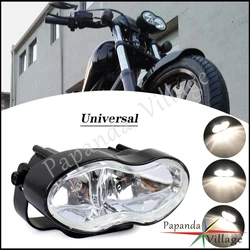 Motorcycles Black Universal Twin Headlights Wave Billet Halogen Double Head Lamps For Harley Choppers Custom Honda Yamaha Suzuki