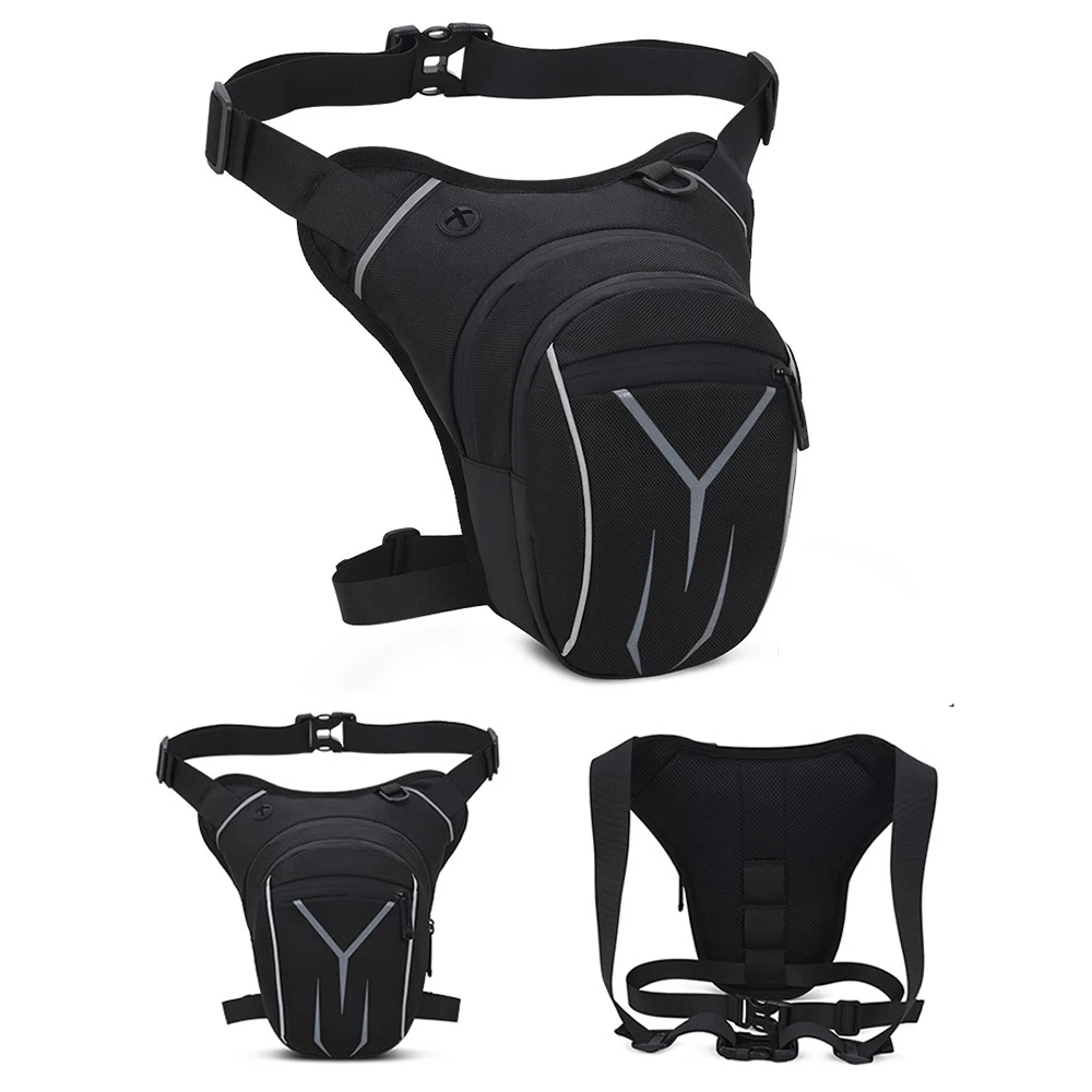 Motorcycle Bag Men's Motorcycle Drop Waist Leg Bag Thigh Belt Hip Bum Waterproof Motorbike Tactical Travel Bags Riding Bag Black