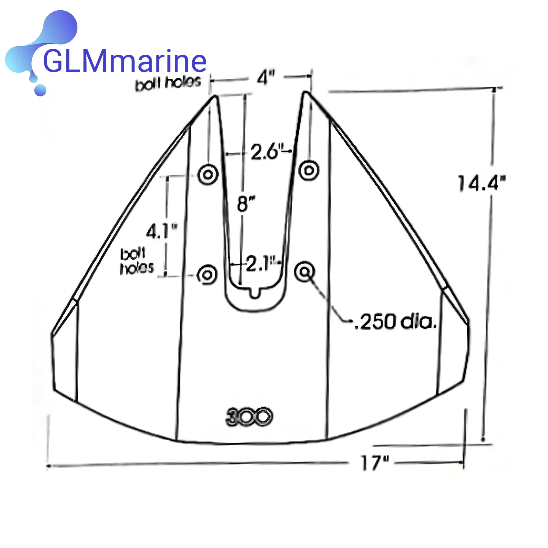 HD300 Sport-300 Whale Tail HydroFoil Stabilizer Blue For Yamaha Suzuki Johnson 40HP To 350 HP  Boat Outboards Stern Drives image 3