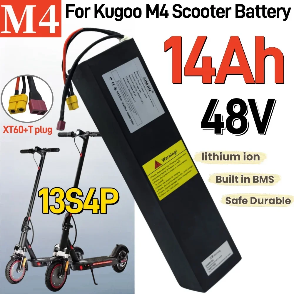 

NEW 48V 14000mAh 13S4P 672Wh 18650 Lithium Ion Battery Pack Suitable for Kugoo M4 Electric Scooter Battery Built in BMS