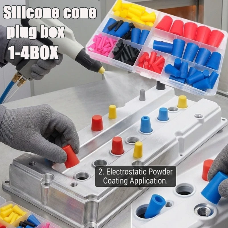 120-480PCS Silicone Rubber Cone Stopper Acid Alkali Resistant Tapered Plug for Powder Coating Electroplating Pipeline Sealing
