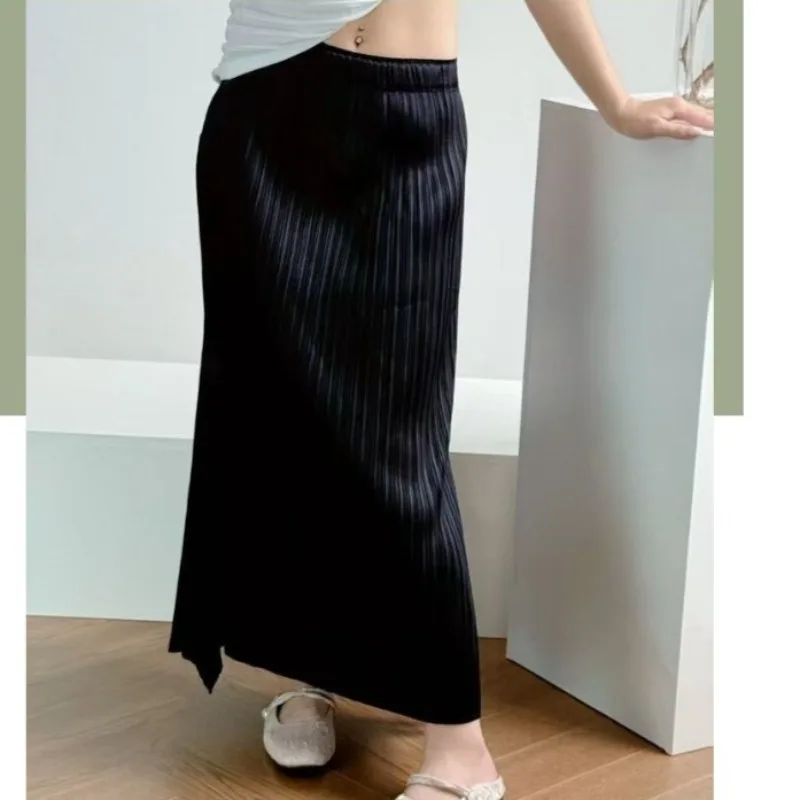 

Miyake Pleated Series Fishtail Skirt 2026 Summer Asymmetrical Design Pleats Jupe Loose-Fit Slimming Casual Skirt Women Clothing