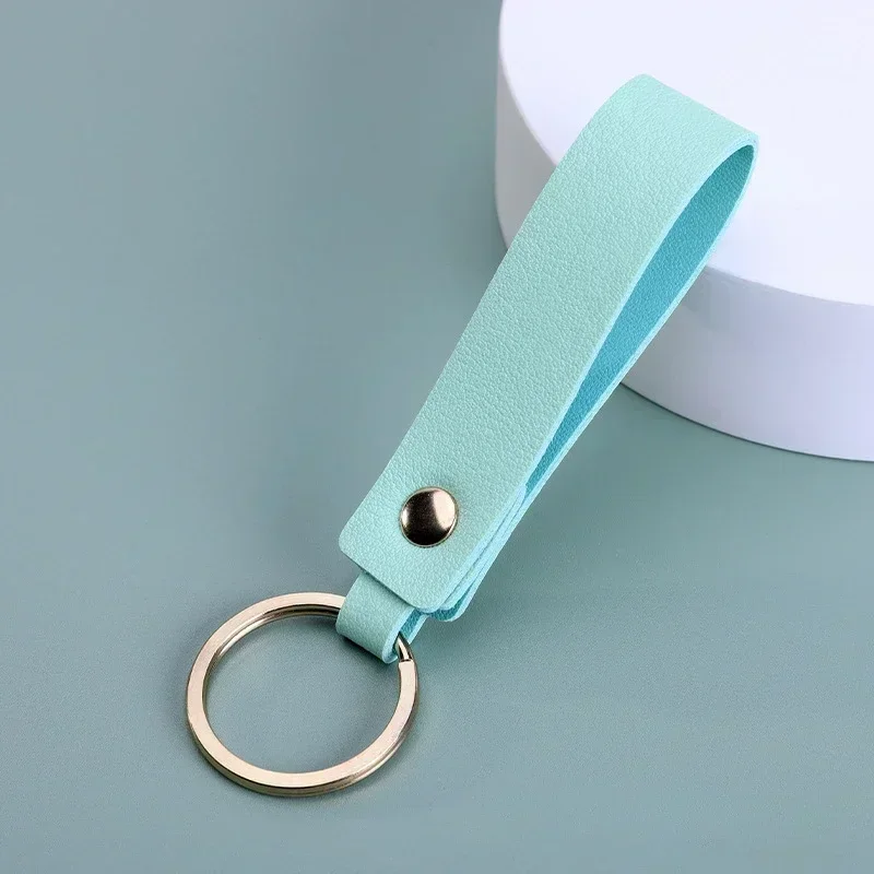 Leather Engrave Colorful Laser Keychain Blank Custom Logo Metal Keyring Personalize Company Name Activity Number Gift Key Chain