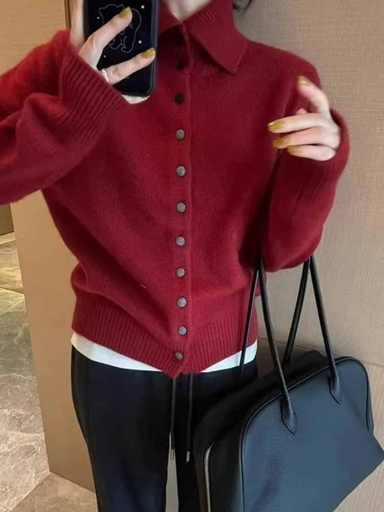 Zacht, gezellig gebreid vest met enkele knop Lang Sve Casual veelzijdige top Bovenkleding Trendy Sle Pendelen Koreaanse losse pasvorm