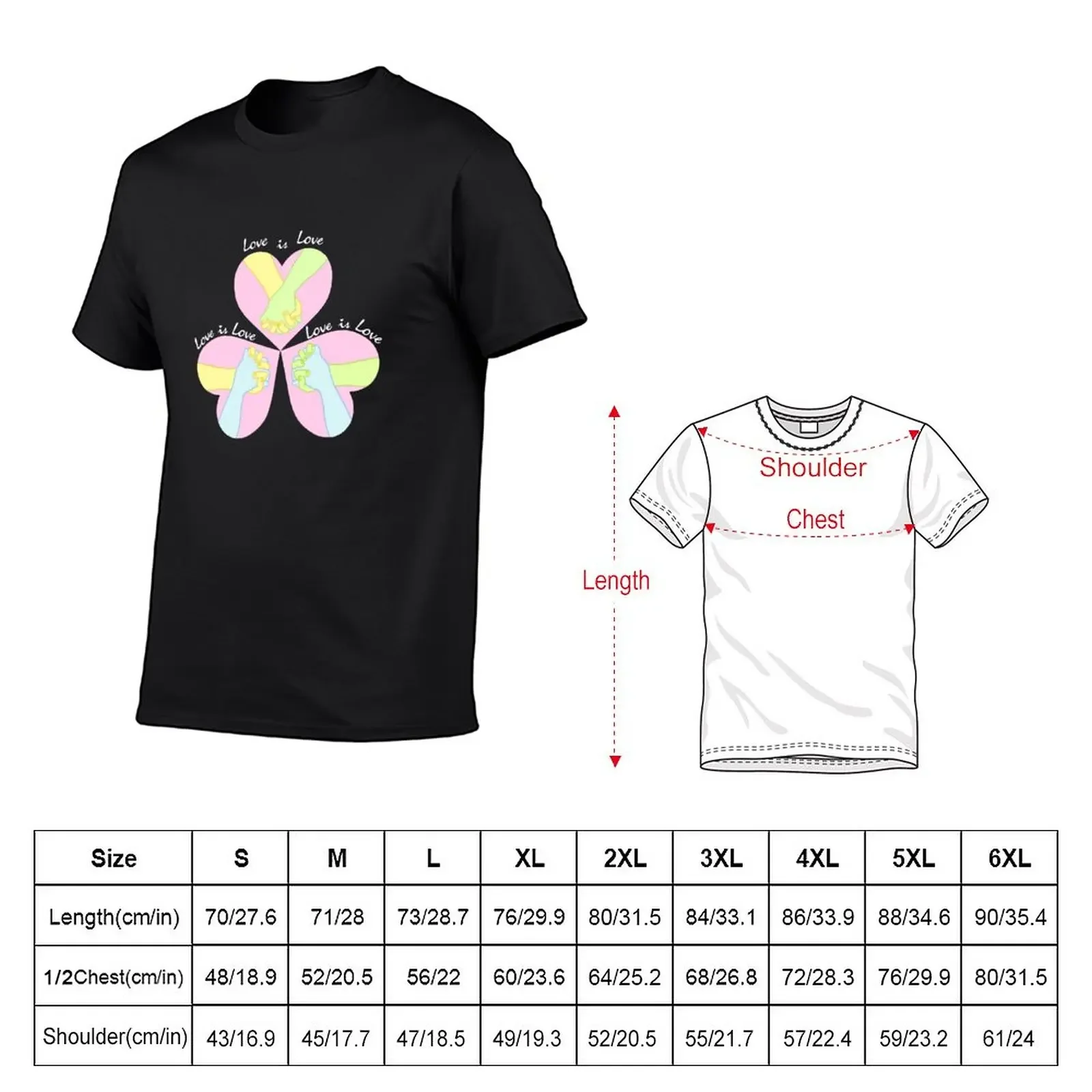 Love is love poly triad T-Shirt for a boy Aesthetic clothing t shirt for men