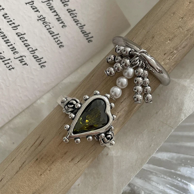 Simple Tassel Pendant Ring French Retro Jewelry Romantic Heart Adjustable Finger Rings Engagement Jewelry Valentine Day Gift image 5