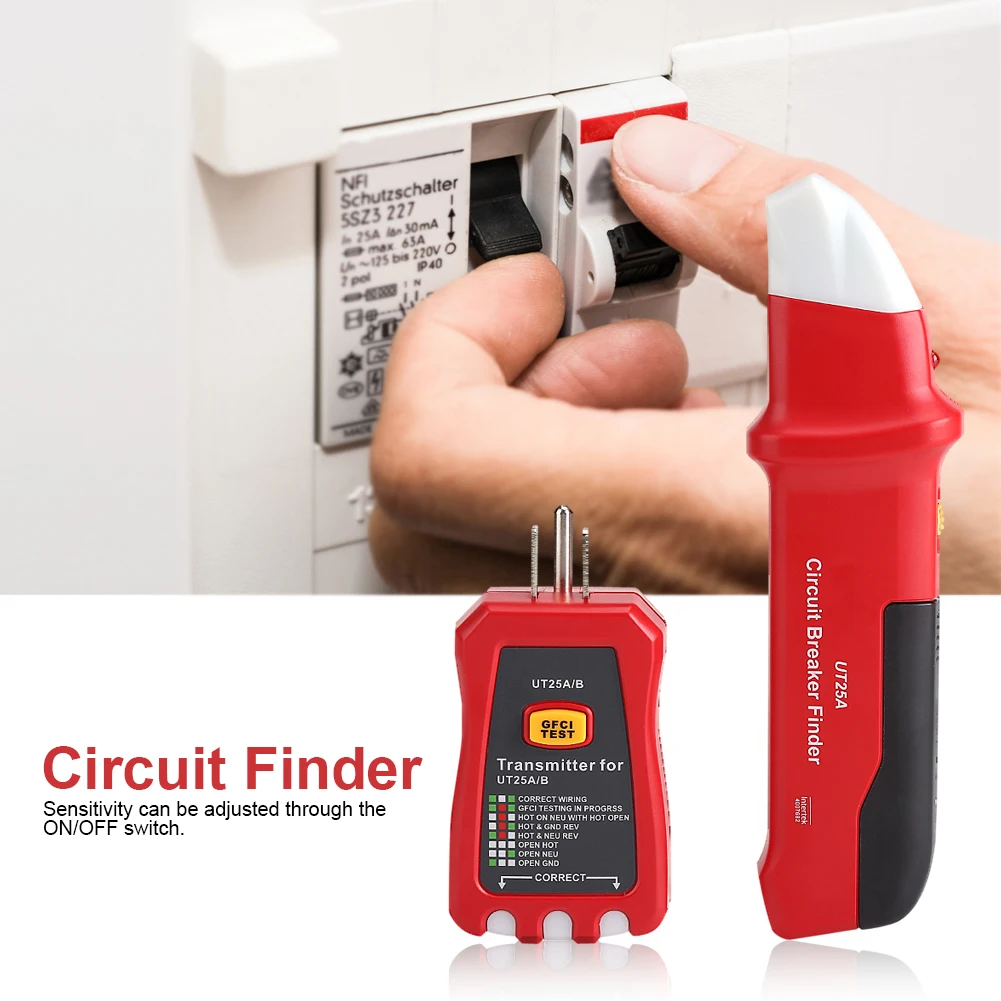 Circuit Finder Circuit Tester  Professional Circuit Breaker Finder Sensitivity Adjustable Socket Tester Diagnostic Tool