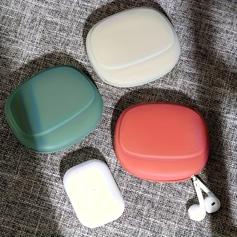 Silicone portable earphone storage case, storage box for data cables - suitable for home and travel use