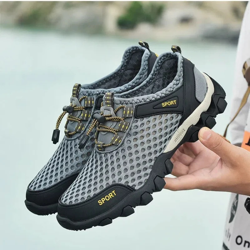 

Summer Men's Mesh Sports Shoes Fashion Mountaineering Breathable Lightweight Anti Slip Shoes Outdoor Travel Running Casual Shoes