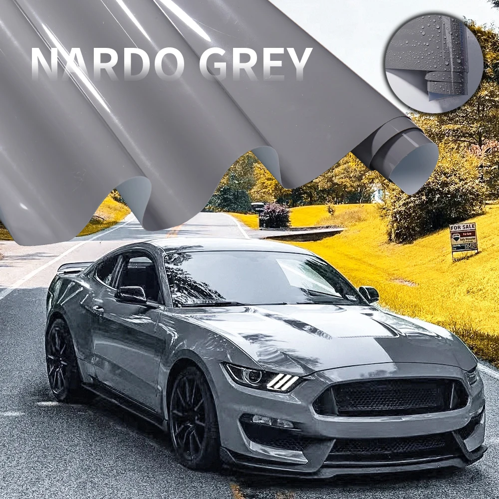 PET Liner Premium Gloss Nardo Grey Dark Vinyl Wrap Roll Bubble Free Air Release Self Adhesive Motorbike Car Wrapping Decal