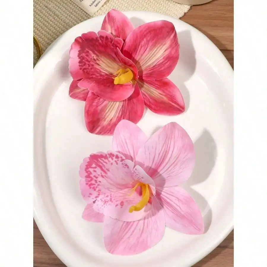

2pcs Tie Dye Pink Gradient Faux Flower Hair Clips, Decorative Side Bangs Fixation, Romantic French Countryside Vibe, Suitable For Beach, Party, Vacation, Claw Clips