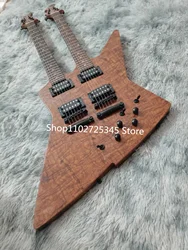 Double Neck Electric Guitar, Rose Wood Fingerboard, Black Accessories, Fixed Bridge, 6 + 6 Strings, Free Shipping