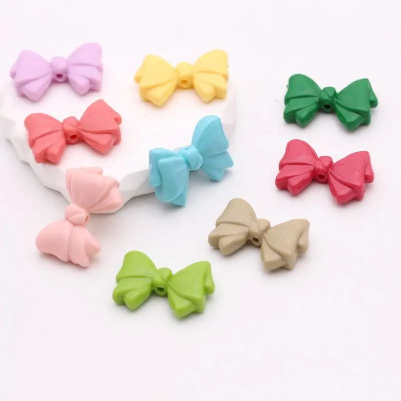 30/20/10pcs bow bead acrylic vertical hole beaded diy key chain Mobile phone chain car hanging handmade material accessories