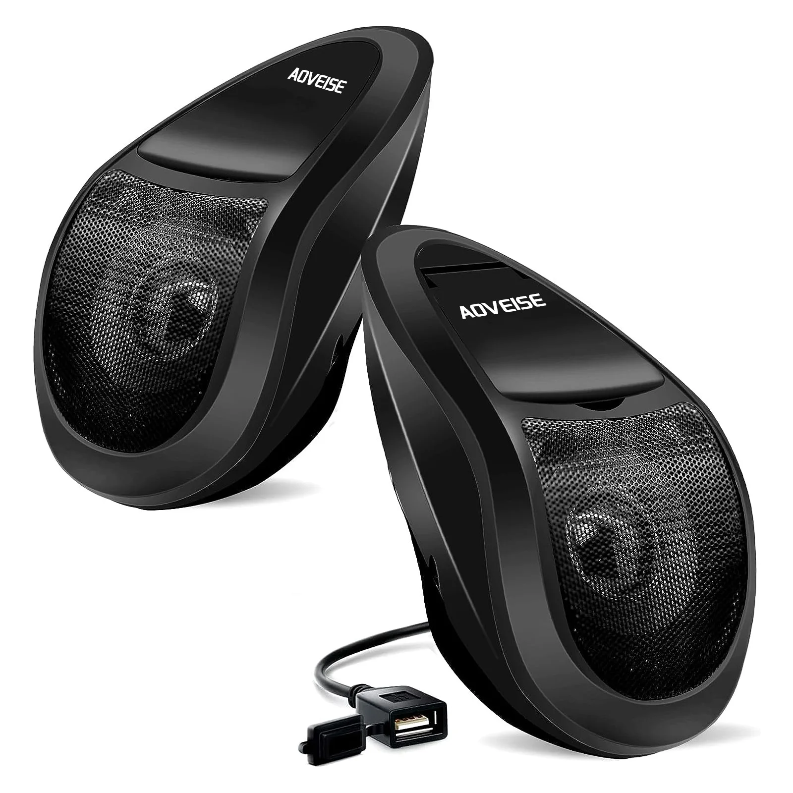 Wasserdichter, Bluetooth-kompatibler Motorrad-Lautsprecher, MP3-Musik-Audio-Player, Audiosystem, FM-Radio, Motorrad, Roller, Schwarz