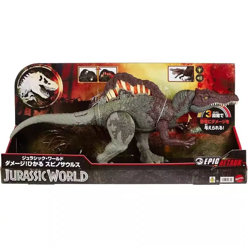 

Japanese Version Mattel Jurassic World Battle Damage Spinosaurus 55cm with Light & Sound, Birthday Gift