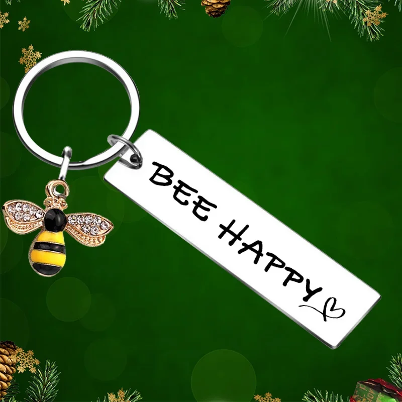 Funny BFF Friend Gifts Keychain Pendant Bee Happy Key Chains Bestie Sister Friendship Gifts