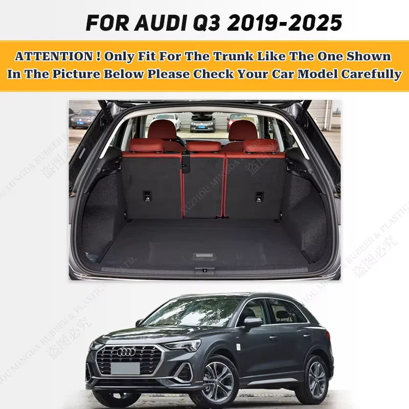 For Audi Q3 2019-2025 24 23 22 21 20 Car Trunk Mat Custom High quality Leather Non-Slip Bottom mat Auto Interior Decoration