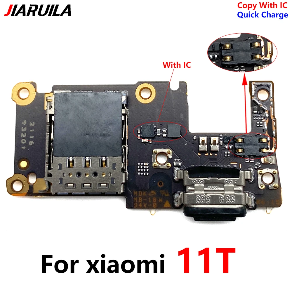 New For Xiaomi Mi 11T 11T Pro 11TPro USB Charging Port Dock Jack Connector Charge Board Flex Cable With Mic Microphone