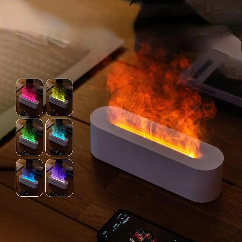 NEW Colorful Simulated Flame Humidifier, 1 Piece Multipurpose Ultrasonic  Flame Diffuser, Air Humidifier For Bedroom, Universal 